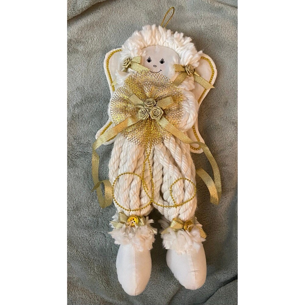 Vtg 1998 Christmas Angel Doll Shelf Sitter, Wall or Door Hanging Mantel Tabletop